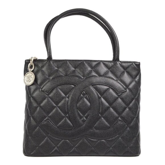 Chanel Black Calfskin Medallion Tote Handbag 78478 - Picture 1 of 8